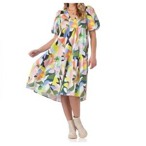 CROSBY by Mollie Burch Yellow and Blue High Low Sundress